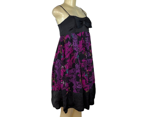 Naguchi Spaghetti Strap Dress Black & Purple Knee Length Dress Size XS/S