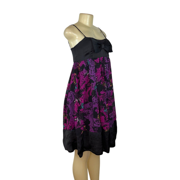 Naguchi Spaghetti Strap Dress Black & Purple Knee Length Dress Size XS/S
