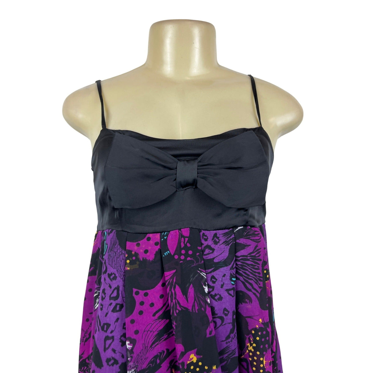 Naguchi Spaghetti Strap Dress Black & Purple Knee Length Dress Size XS/S