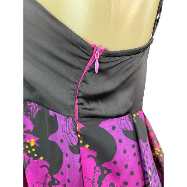 Naguchi Spaghetti Strap Dress Black & Purple Knee Length Dress Size XS/S