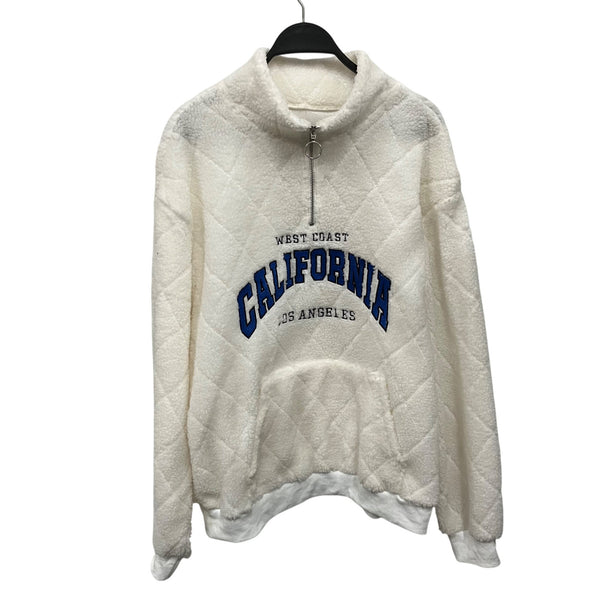 West Coast Unisex White Polyester California Los Angeles Quilted Half-Zip Pullover M