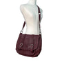 The Sak Burgundy Leather Crossbody Bag Adjustable Strap & Buckle Accents Sz M