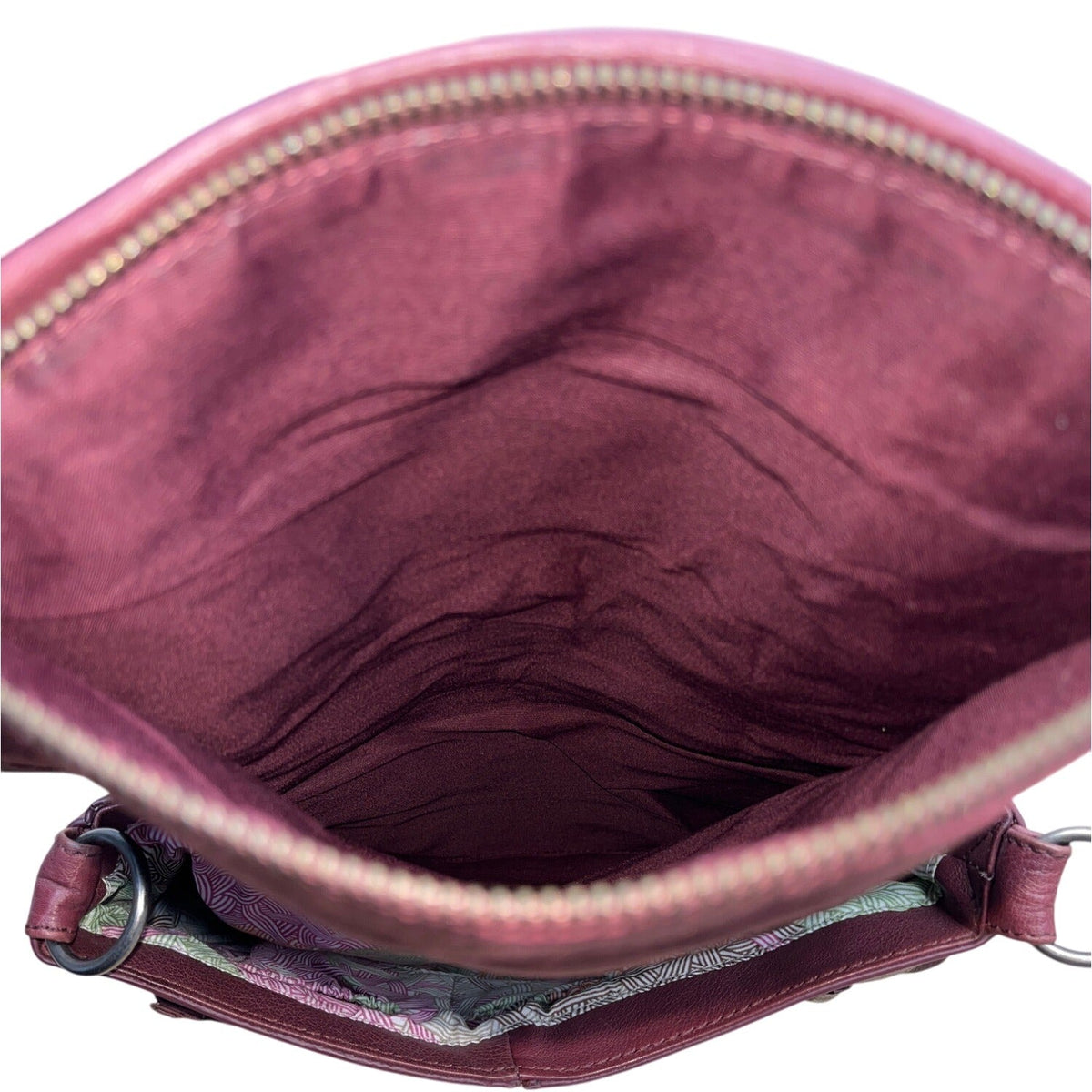 The Sak Burgundy Leather Crossbody Bag Adjustable Strap & Buckle Accents Sz M