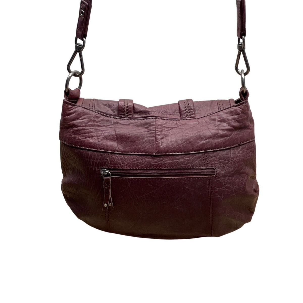 The Sak Burgundy Leather Crossbody Bag Adjustable Strap & Buckle Accents Sz M