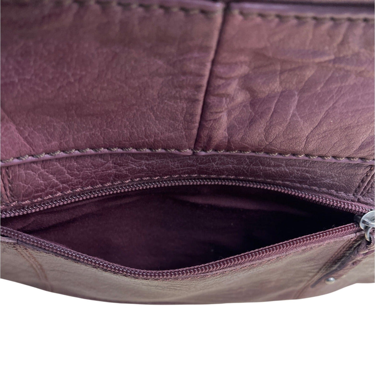 The Sak Burgundy Leather Crossbody Bag Adjustable Strap & Buckle Accents Sz M
