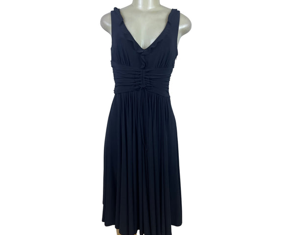 Anne Klein Black Sleeveless V-Neck Ruched Waist Women’s Dress Size 4