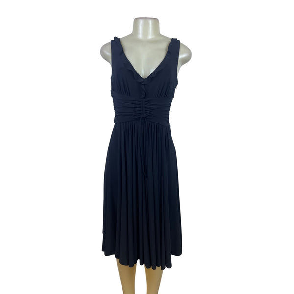 Anne Klein Black Sleeveless V-Neck Ruched Waist Women’s Dress Size 4