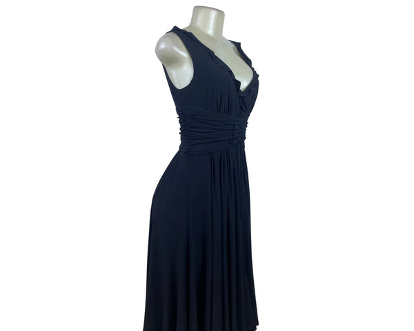 Anne Klein Black Sleeveless V-Neck Ruched Waist Women’s Dress Size 4