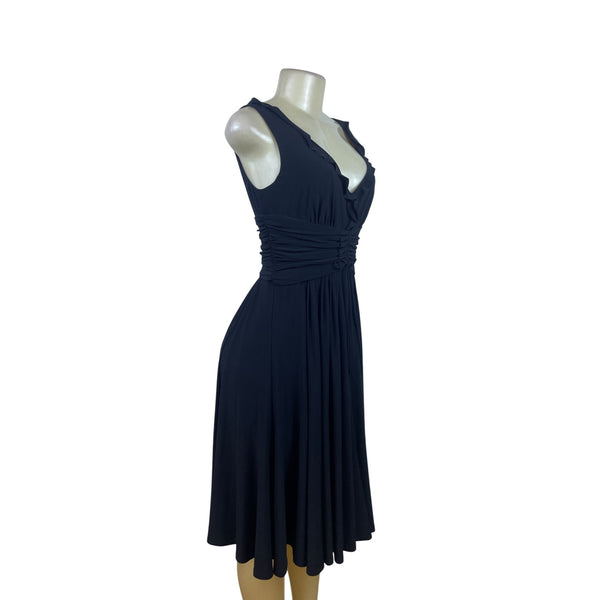 Anne Klein Black Sleeveless V-Neck Ruched Waist Women’s Dress Size 4