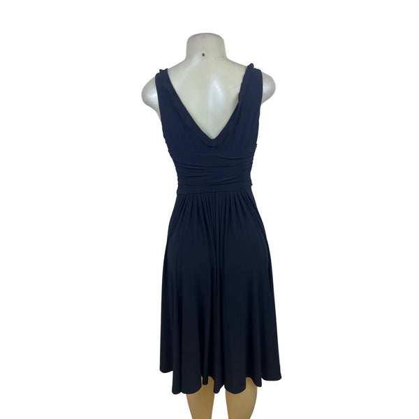 Anne Klein Black Sleeveless V-Neck Ruched Waist Women’s Dress Size 4