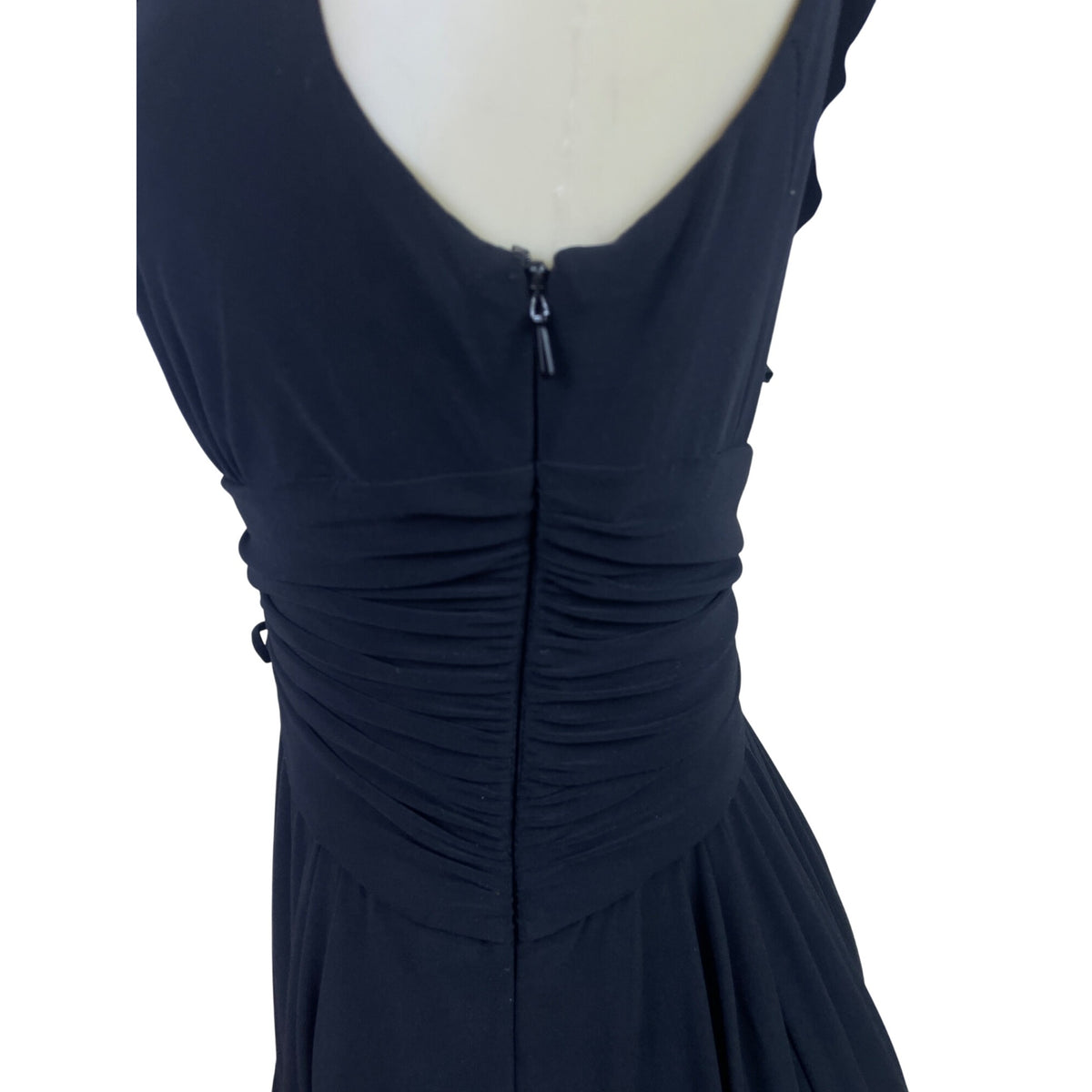 Anne Klein Black Sleeveless V-Neck Ruched Waist Women’s Dress Size 4