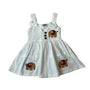 Walk Walk White Toddler Dress With Elephant Embroidery & Bow Straps Sz 1