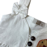 Walk Walk White Toddler Dress With Elephant Embroidery & Bow Straps Sz 1