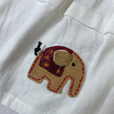 Walk Walk White Toddler Dress With Elephant Embroidery & Bow Straps Sz 1