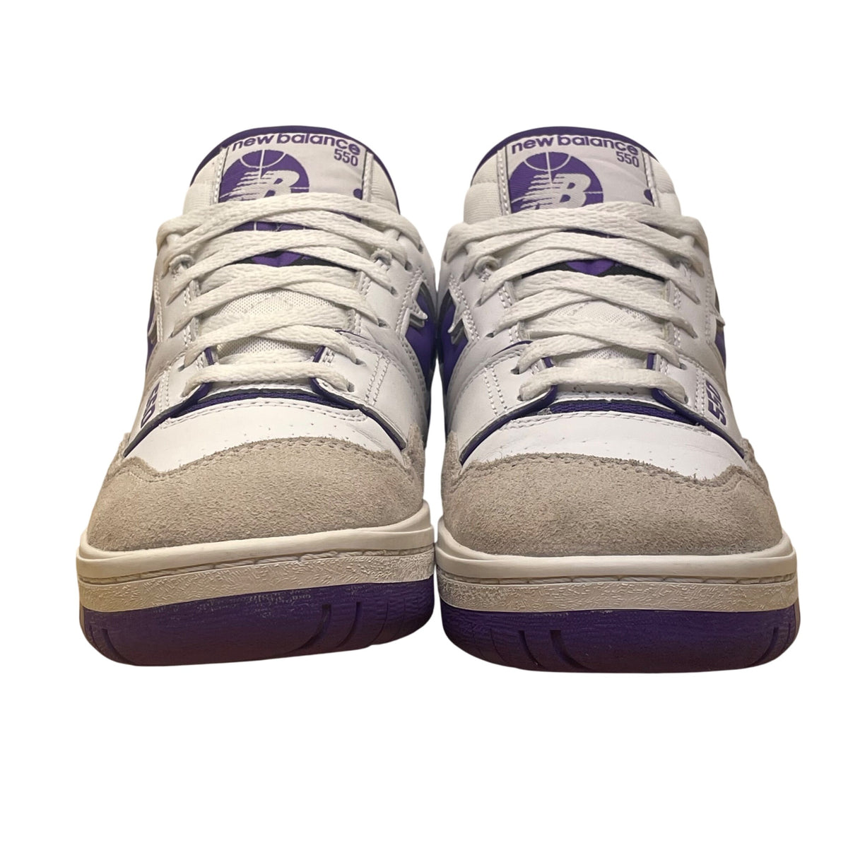 Balance Men’s White Leather & Purple Accents NB 550 Low Top Sneakers Size 6.5