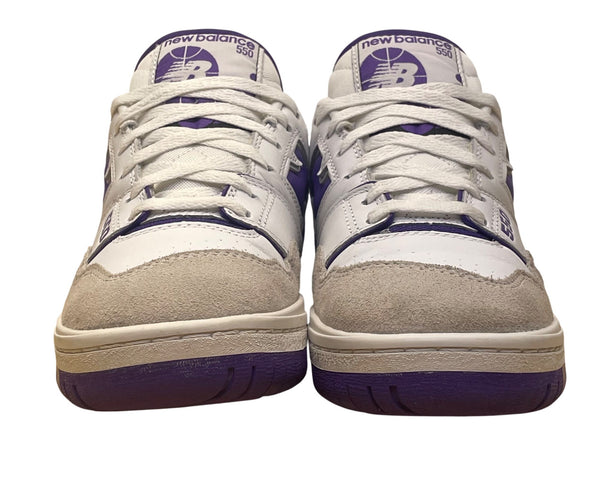 Balance Men’s White Leather & Purple Accents NB 550 Low Top Sneakers Size 6.5