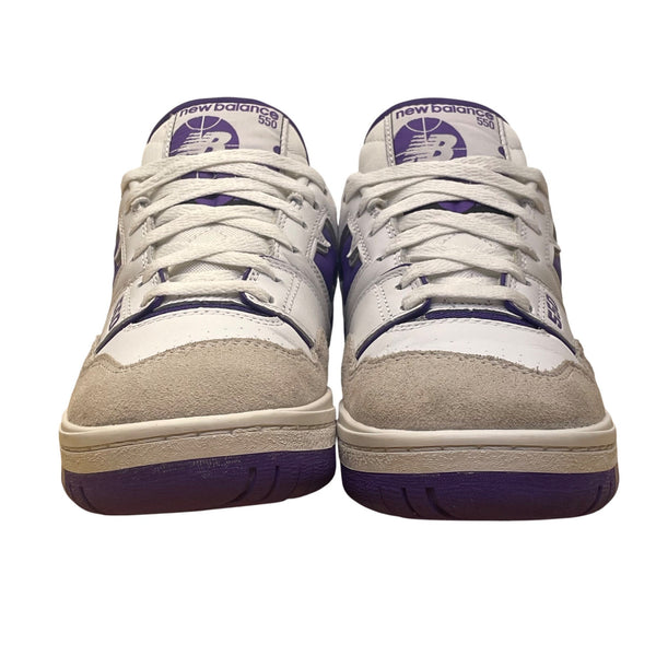 Balance Men’s White Leather & Purple Accents NB 550 Low Top Sneakers Size 6.5