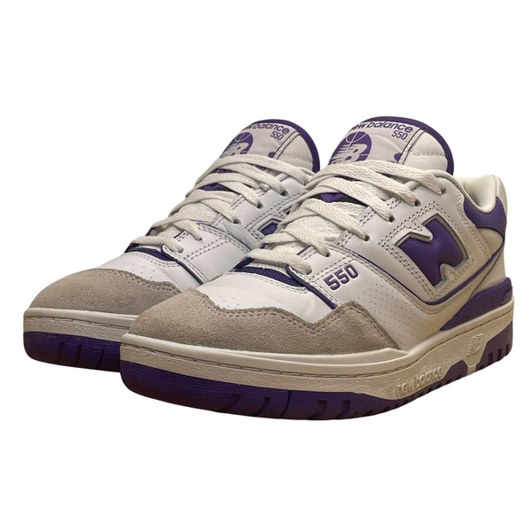 Balance Men’s White Leather & Purple Accents NB 550 Low Top Sneakers Size 6.5