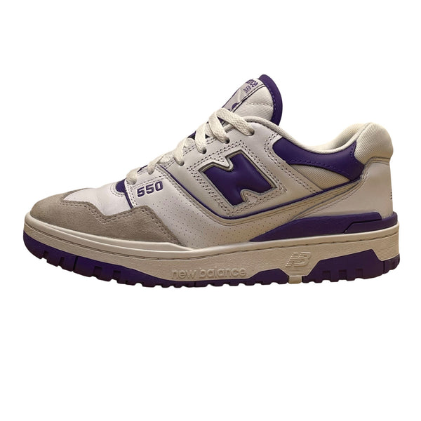 Balance Men’s White Leather & Purple Accents NB 550 Low Top Sneakers Size 6.5