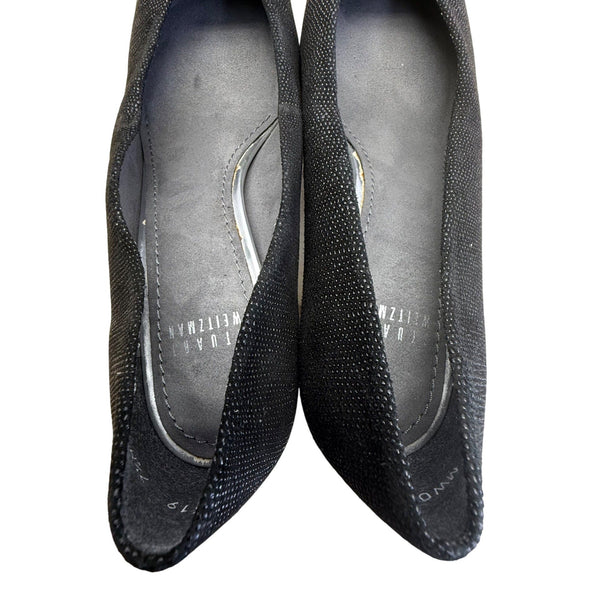 Stuart Weitzman Women’s Black Textured Block Heel Goosebump Pumps Size 7.5M