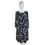 Talbots Black & Ivory Floral Pattern Womens Midi Dress Elastic Waist Lined Sz 1X