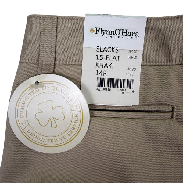 Flynn OHara Girls Khaki Adjustable Waist School Uniform Pants Sz 14R