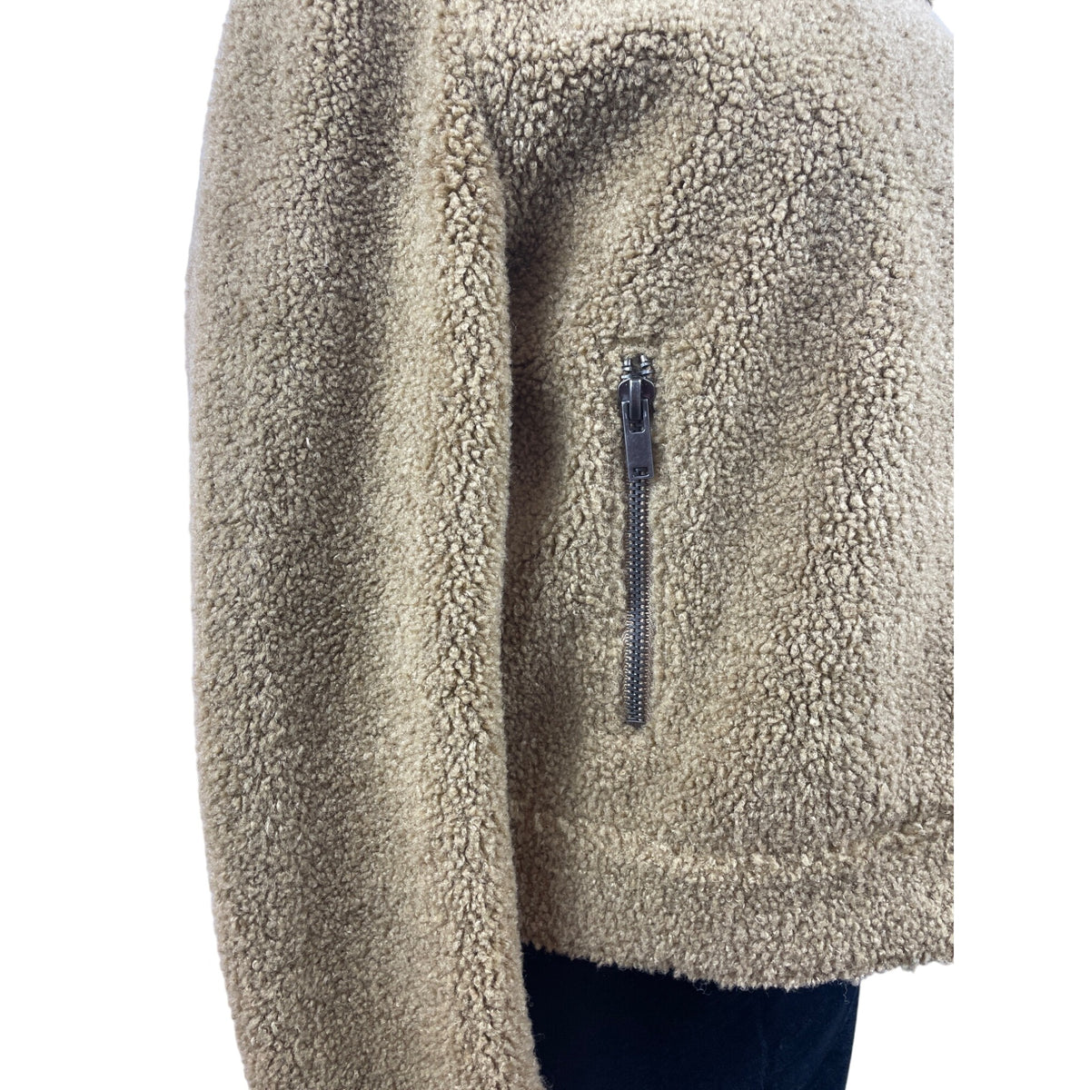 Zara Women's Tan Jacket With Zipper Zippered Pockets & Snap Collar Warm Size M