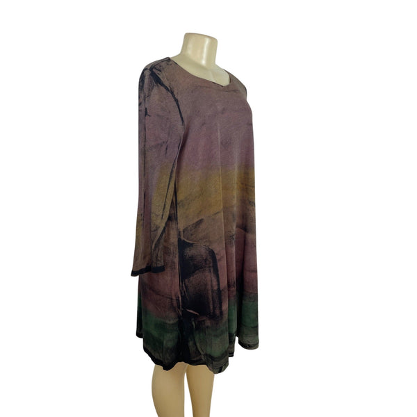 Raquel Allegro Basic Multicolor Long-Sleeve Ombre Tunic Dress Size 3