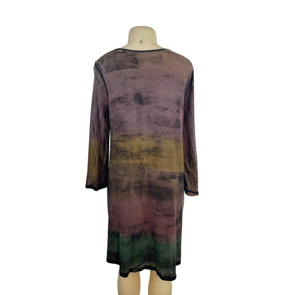 Raquel Allegro Basic Multicolor Long-Sleeve Ombre Tunic Dress Size 3