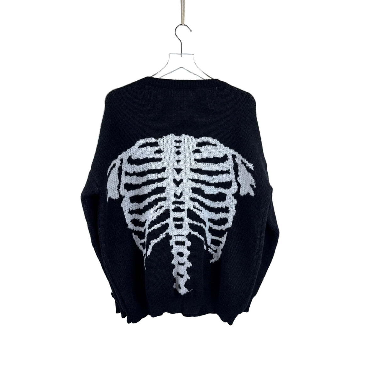 Black Unisex Skeleton Knit Pullover Sweater XL 100% Polyester Crewneck Halloween