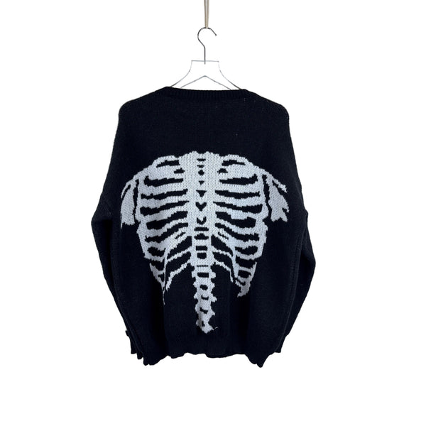 Black Unisex Skeleton Knit Pullover Sweater XL 100% Polyester Crewneck Halloween