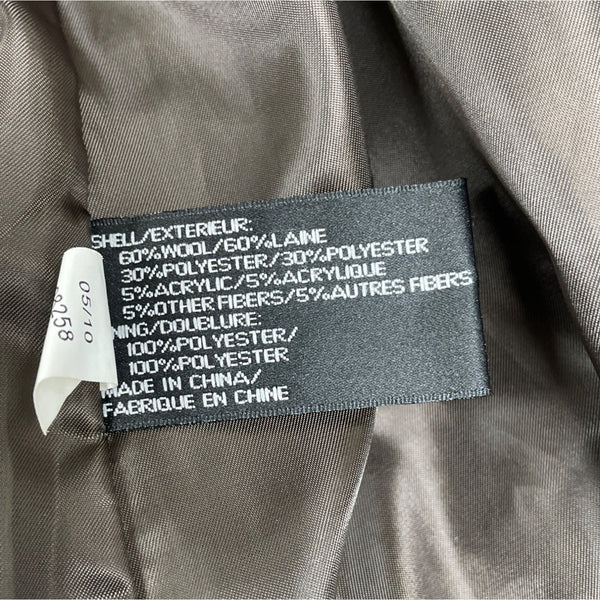 Dkny Women's Gray and Beige Plaid Double Breasted Peacoat Jacket Size 8