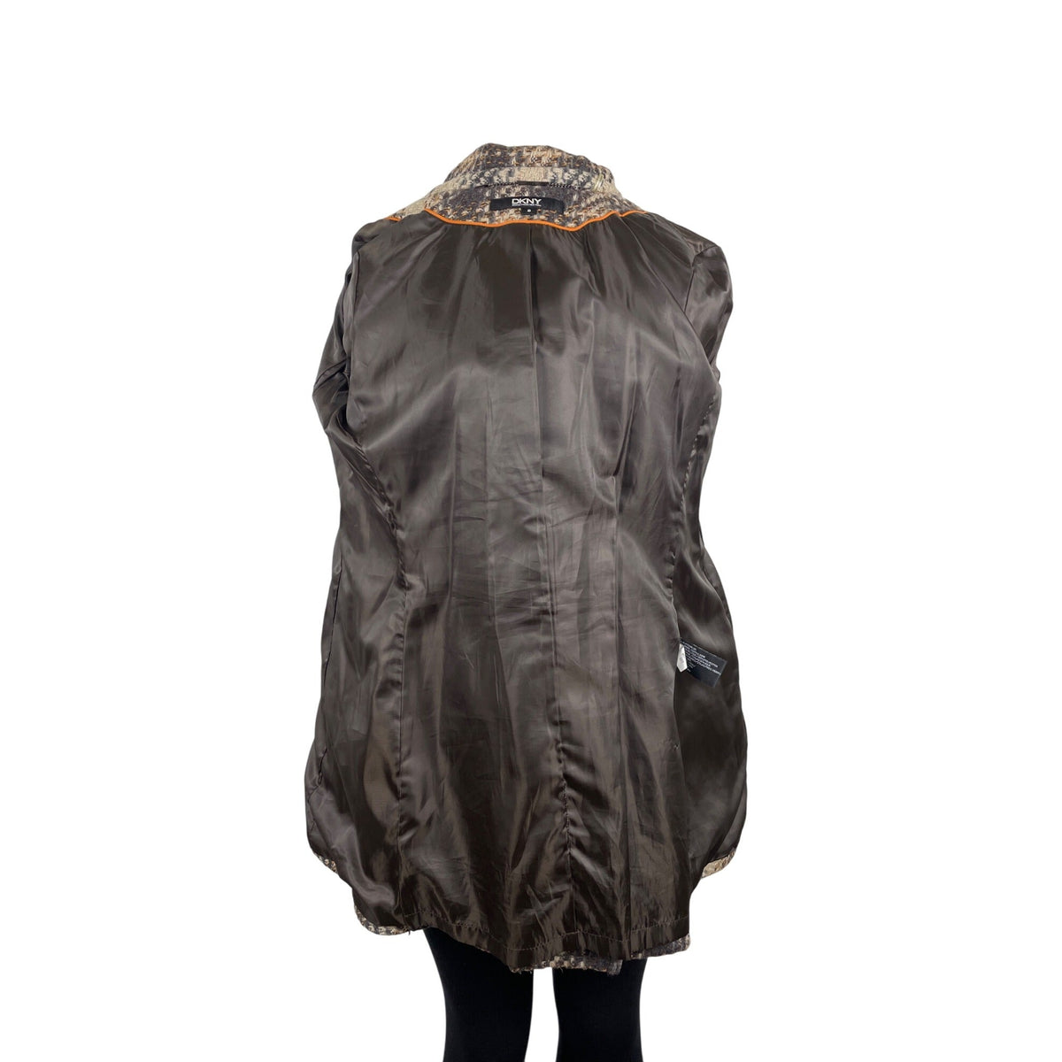 Dkny Women's Gray and Beige Plaid Double Breasted Peacoat Jacket Size 8