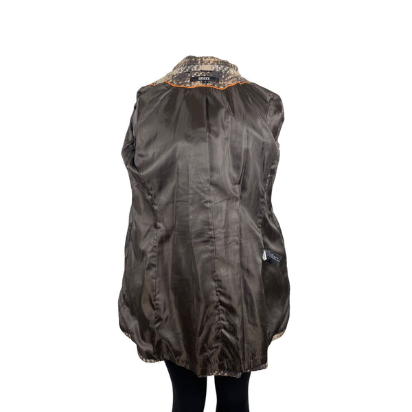 Dkny Women's Gray and Beige Plaid Double Breasted Peacoat Jacket Size 8
