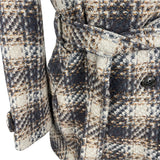 Dkny Women's Gray and Beige Plaid Double Breasted Peacoat Jacket Size 8