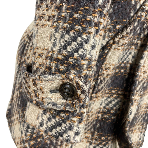 Dkny Women's Gray and Beige Plaid Double Breasted Peacoat Jacket Size 8