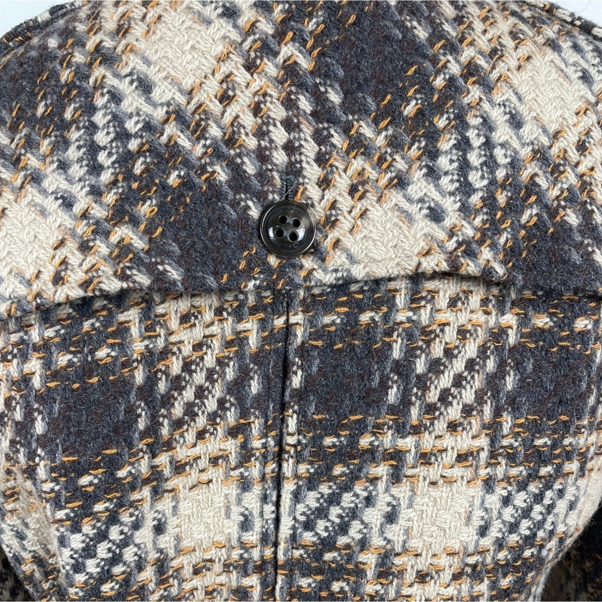 Dkny Women's Gray and Beige Plaid Double Breasted Peacoat Jacket Size 8