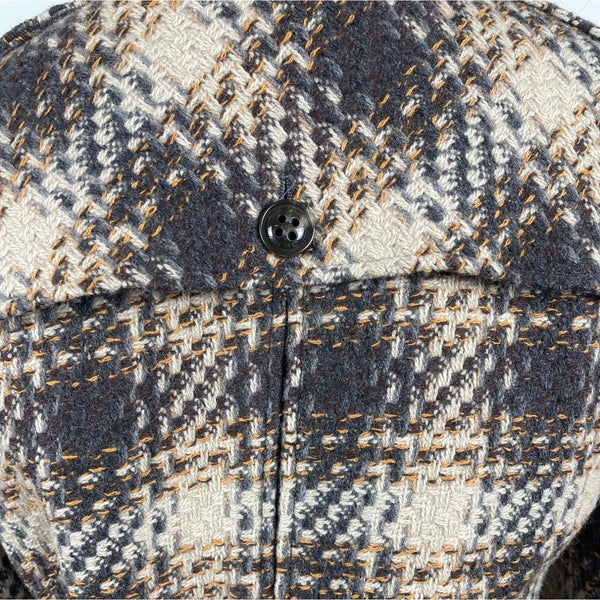 Dkny Women's Gray and Beige Plaid Double Breasted Peacoat Jacket Size 8