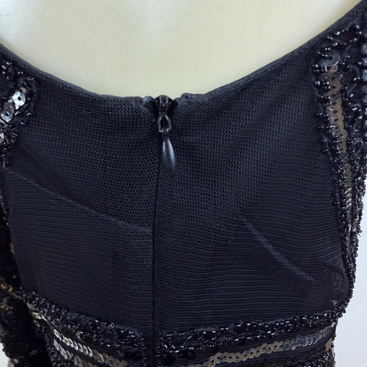 Black Sequin Mesh Sleeveless Mini Dress W Geometric Pattern Cocktail Party Sz XL