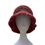 Vintage 40s 50s Handmade Red Wool Bucket Hat Multicolor Band - Button & Tassel