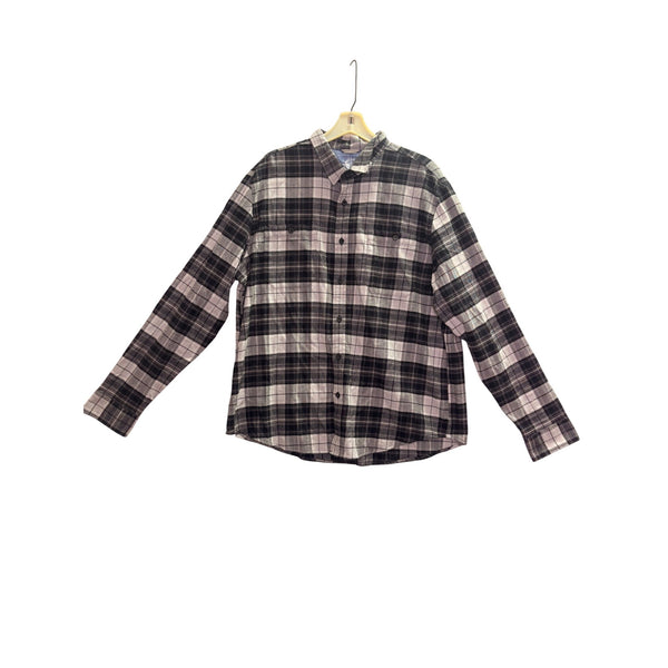 Dockers Mens Black/Gray Plaid Long Sleeve Button-Up Shirt Modern Fit Size XL