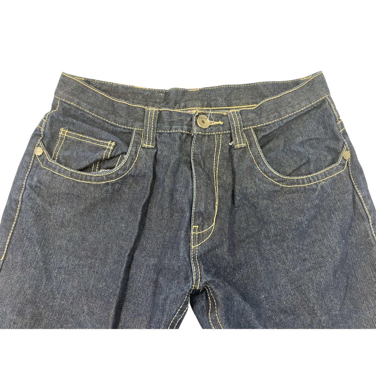 Miskeen Dark Wash Denim Jeans W/ Red Handprint Logo Flared Legs Sz 30R