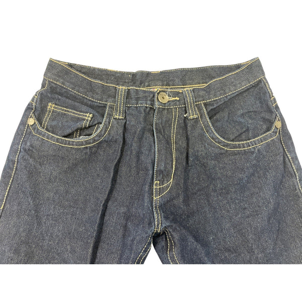 Miskeen Dark Wash Denim Jeans W/ Red Handprint Logo Flared Legs Sz 30R