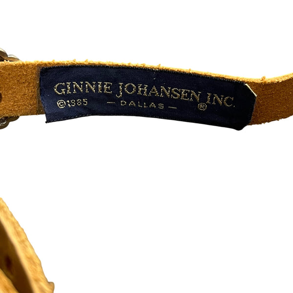 Ginnie Johansen Womens Tan Leather Concho Belt Western Style Adjustable Silver Tone