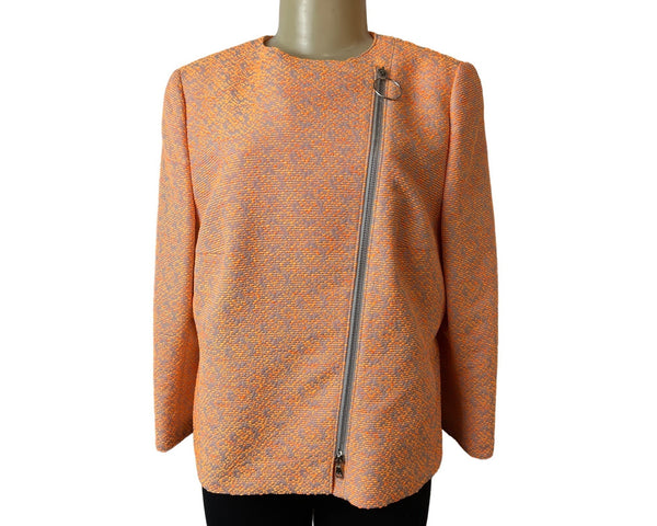 Akris Punto Women's Orange Modern Knitted Fabric Jacket Sz 14- NWT