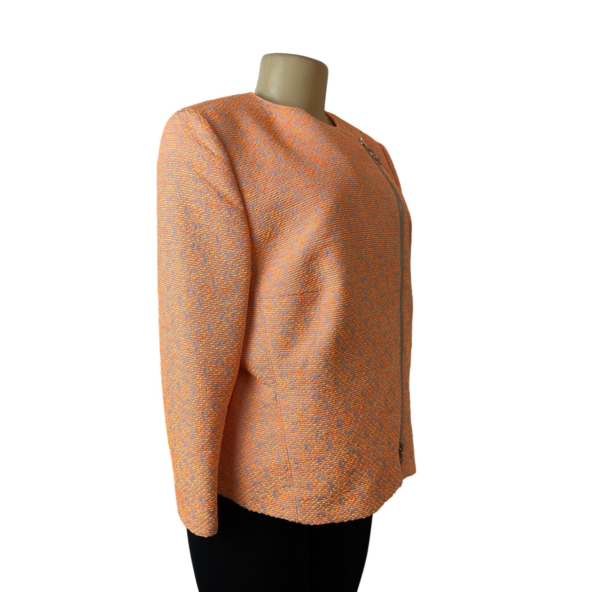 Akris Punto Women's Orange Modern  Knitted Fabric Jacket  Sz 14- NWT