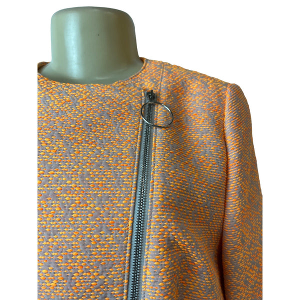 Akris Punto Women's Orange Modern  Knitted Fabric Jacket  Sz 14- NWT