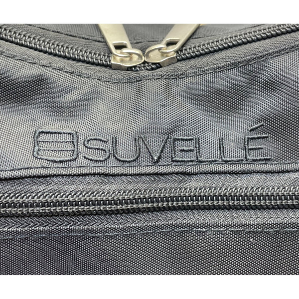 Suvelle Women’s Black Nylon Multi-Pocket Adjustable Strap Crossbody Bag Size M