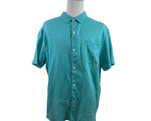 Tommy Bahama Mens Relax Fit Turquoise Short Sleeve Button-Up Shirt Size 3XL