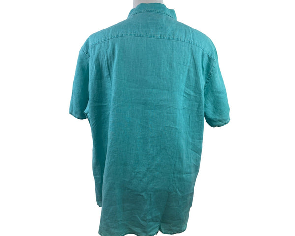 Tommy Bahama Mens Relax Fit Turquoise Short Sleeve Button-Up Shirt Size 3XL